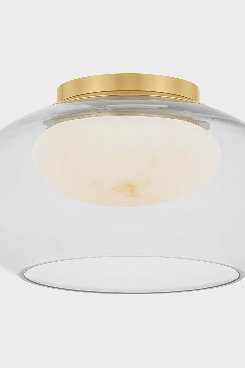 Hudson Valley Moore 12" Flush Mount in Aged Brass, room setting 2