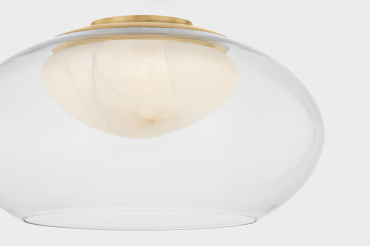 Hudson Valley Moore 17" Flush Mount in Aged Brass, room setting 1