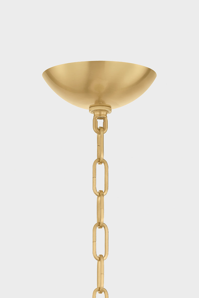 Hudson Valley Moore 12" Pendant in Aged Brass, room setting 1