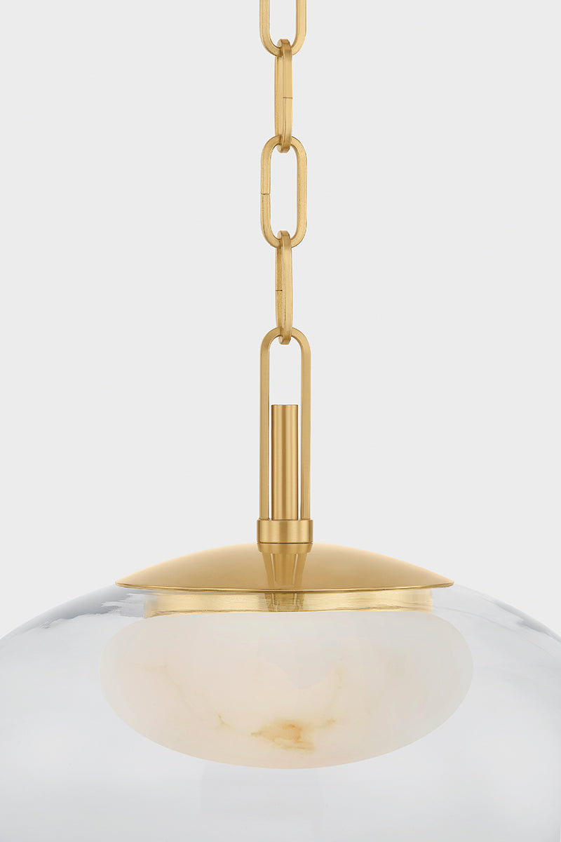Hudson Valley Moore 12" Pendant in Aged Brass, room setting 2