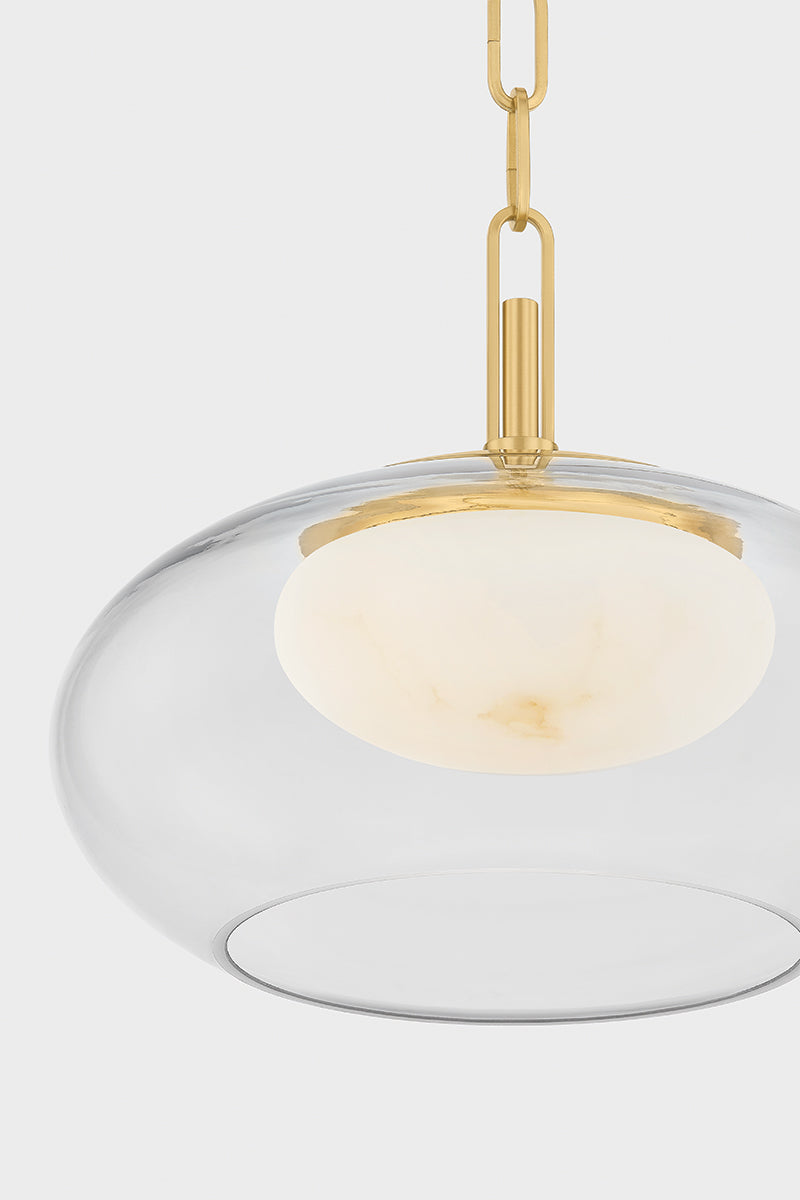 Hudson Valley Moore 12" Pendant in Aged Brass, room setting 4