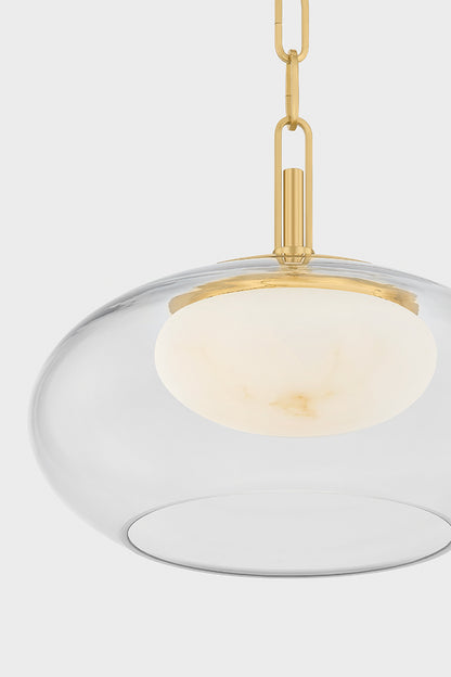 Hudson Valley Moore 12" Pendant in Aged Brass, room setting 4