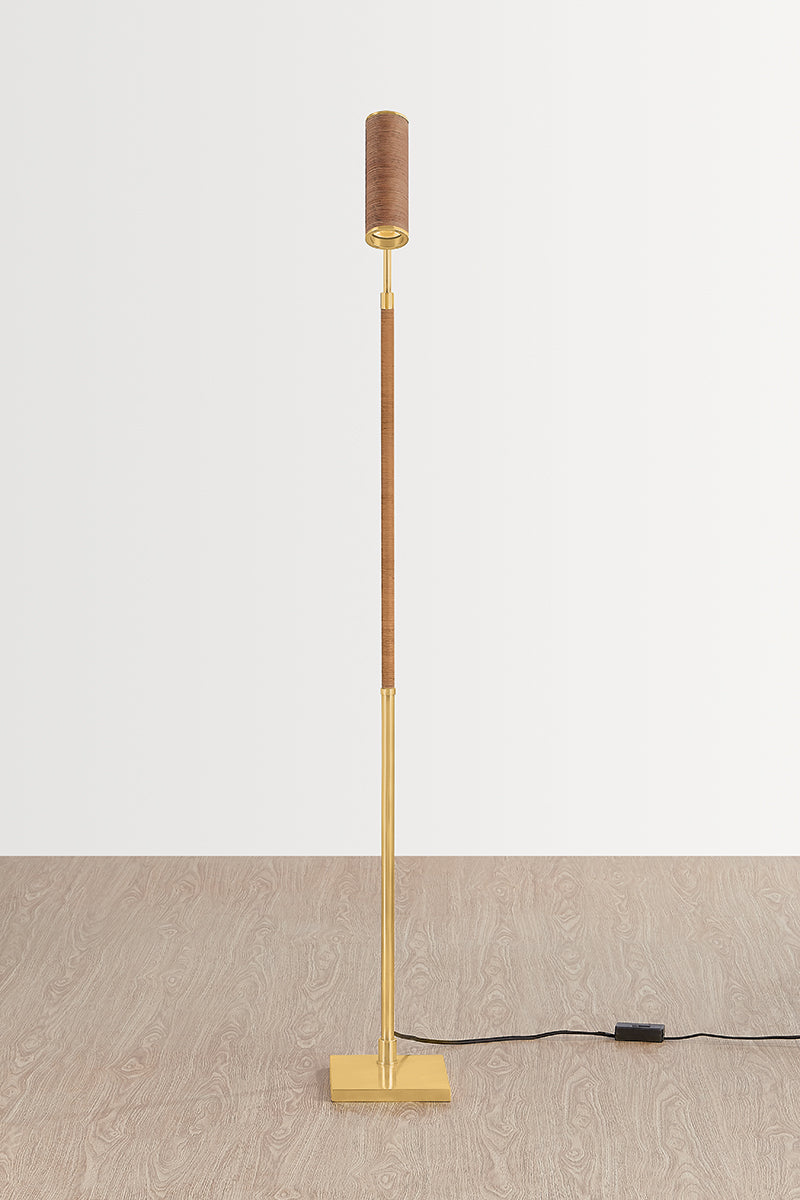 Hudson Valley Narragansett Floor Lamp in Aged Brass, room setting 1