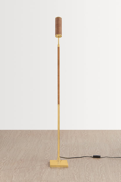 Hudson Valley Narragansett Floor Lamp in Aged Brass, room setting 1