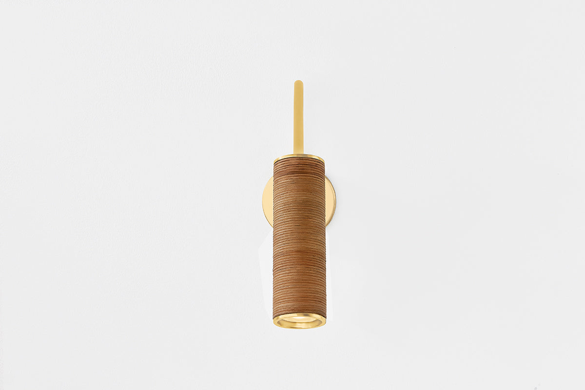 Hudson Valley Narragansett Wall Sconce in Aged Brass, room setting 1