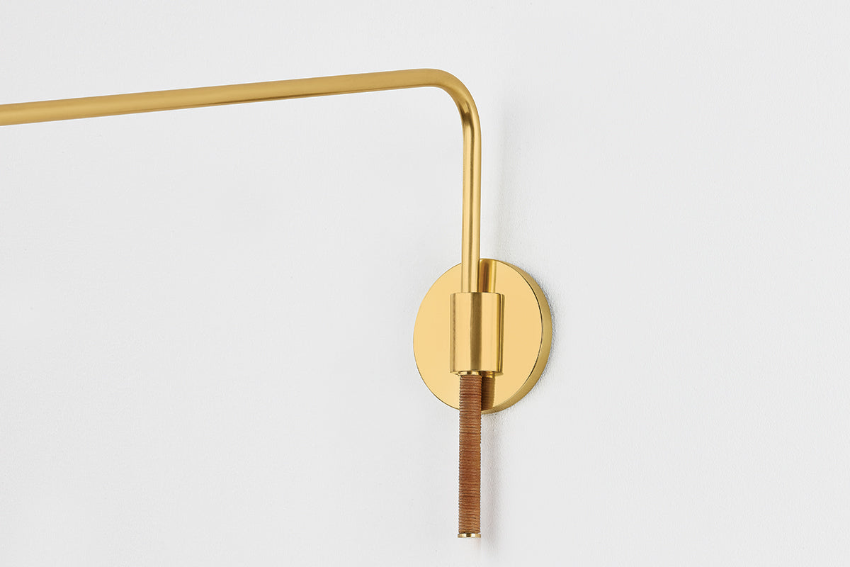 Hudson Valley Narragansett Wall Sconce in Aged Brass, room setting 2
