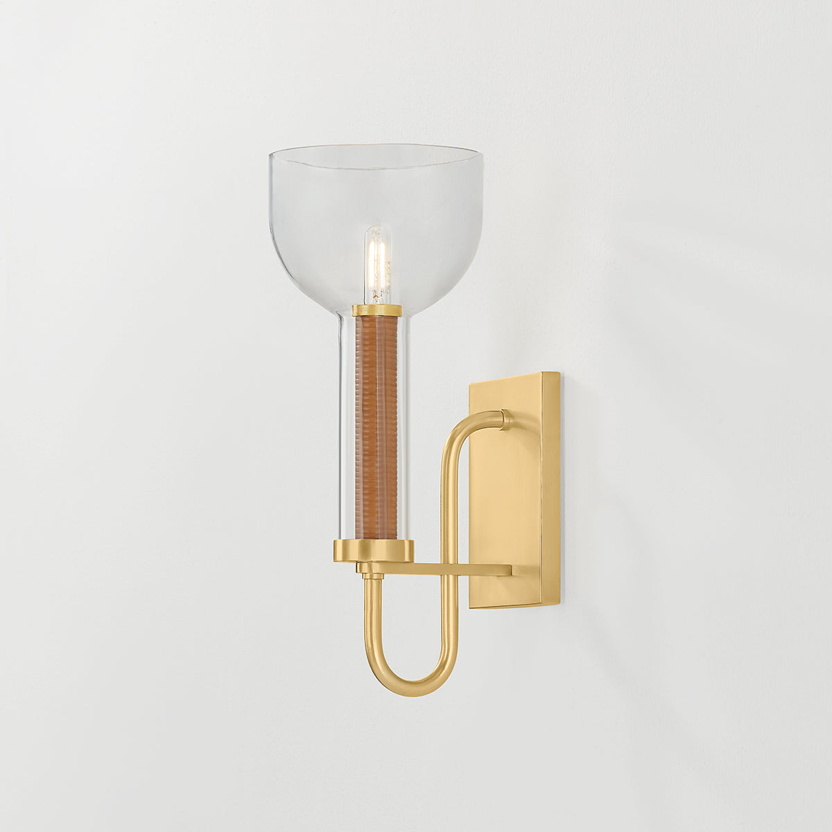 Hudson Valley Narrowsburg Wall Sconce in Aged Brass, alternate view 1