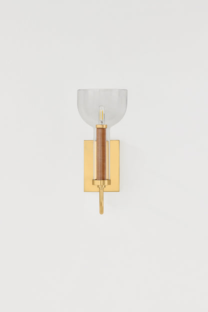 Hudson Valley Narrowsburg Wall Sconce in Aged Brass, room setting 1