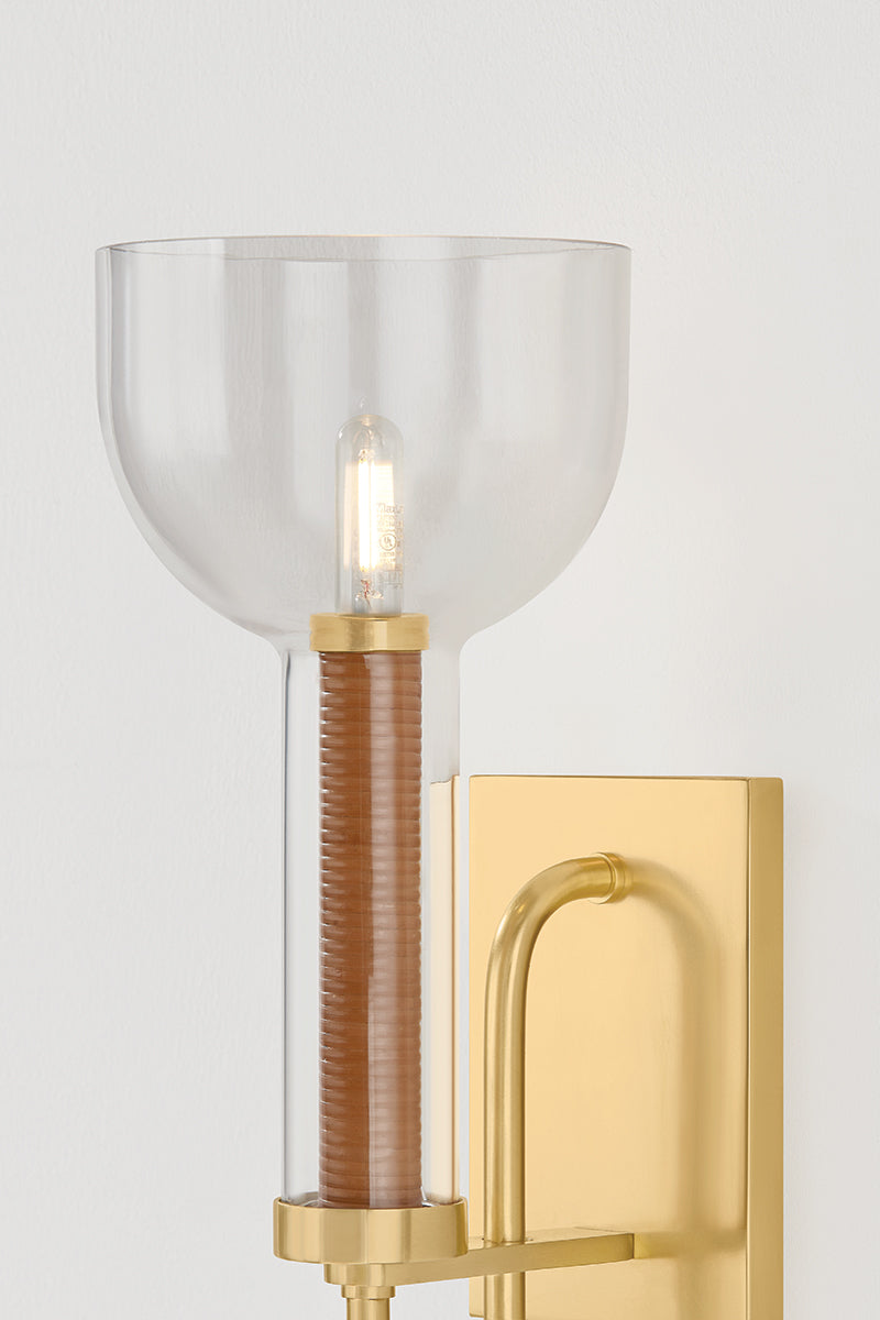 Hudson Valley Narrowsburg Wall Sconce in Aged Brass, room setting 2