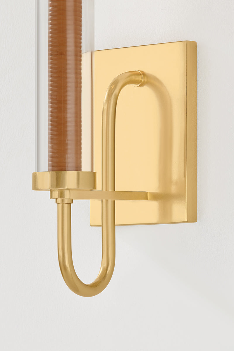 Hudson Valley Narrowsburg Wall Sconce in Aged Brass, room setting 3