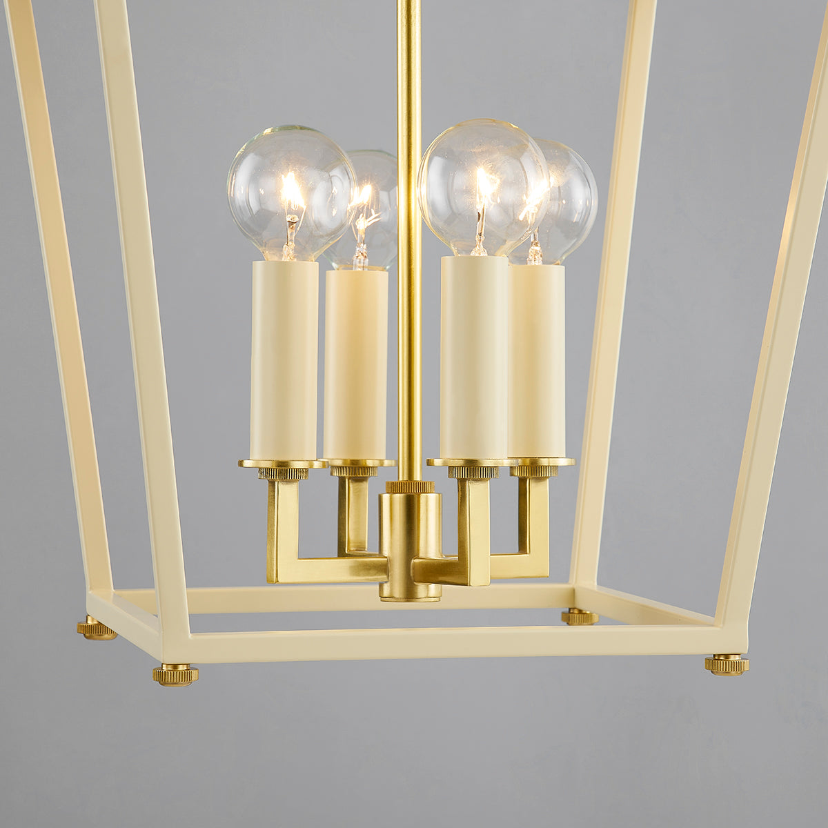 Hudson Valley Natick 12.5" 4-Light Lantern in Aged Brass / Soft Sand, alternate view 2