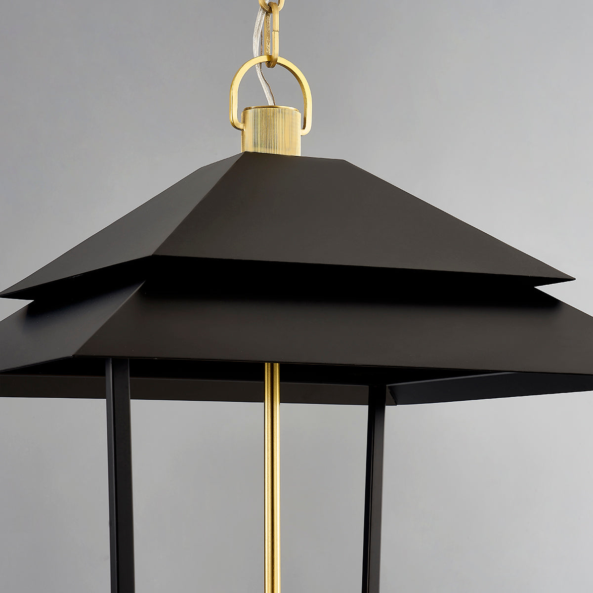 Hudson Valley Natick 18" 4-Light Lantern in Aged Brass / Soft Black, alternate view 1