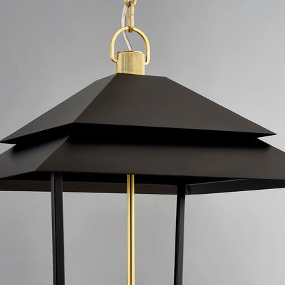 Hudson Valley Natick 18" 4-Light Lantern in Aged Brass / Soft Black, alternate view 1