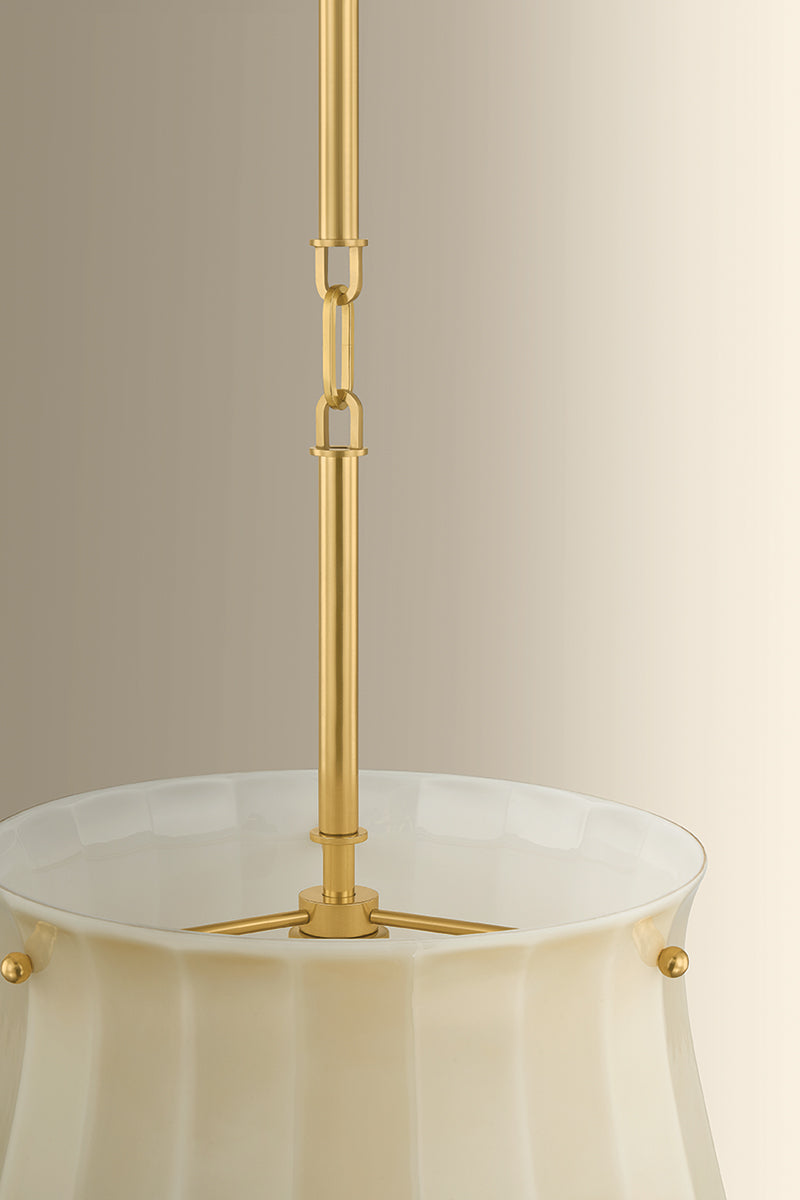 Hudson Valley Nevins 14" Pendant in Aged Brass, room setting 2