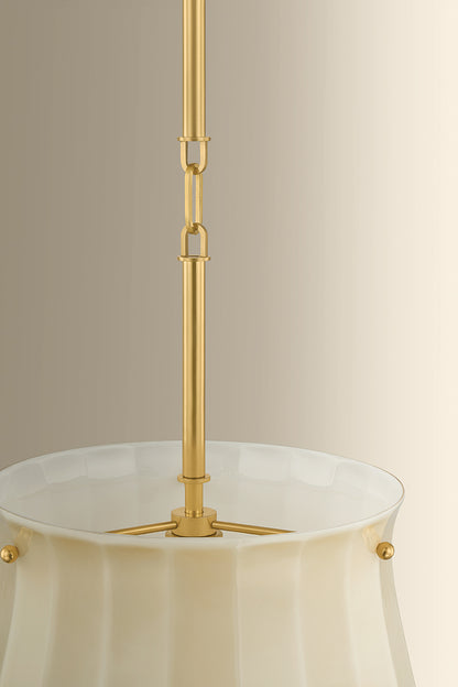 Hudson Valley Nevins 14" Pendant in Aged Brass, room setting 2