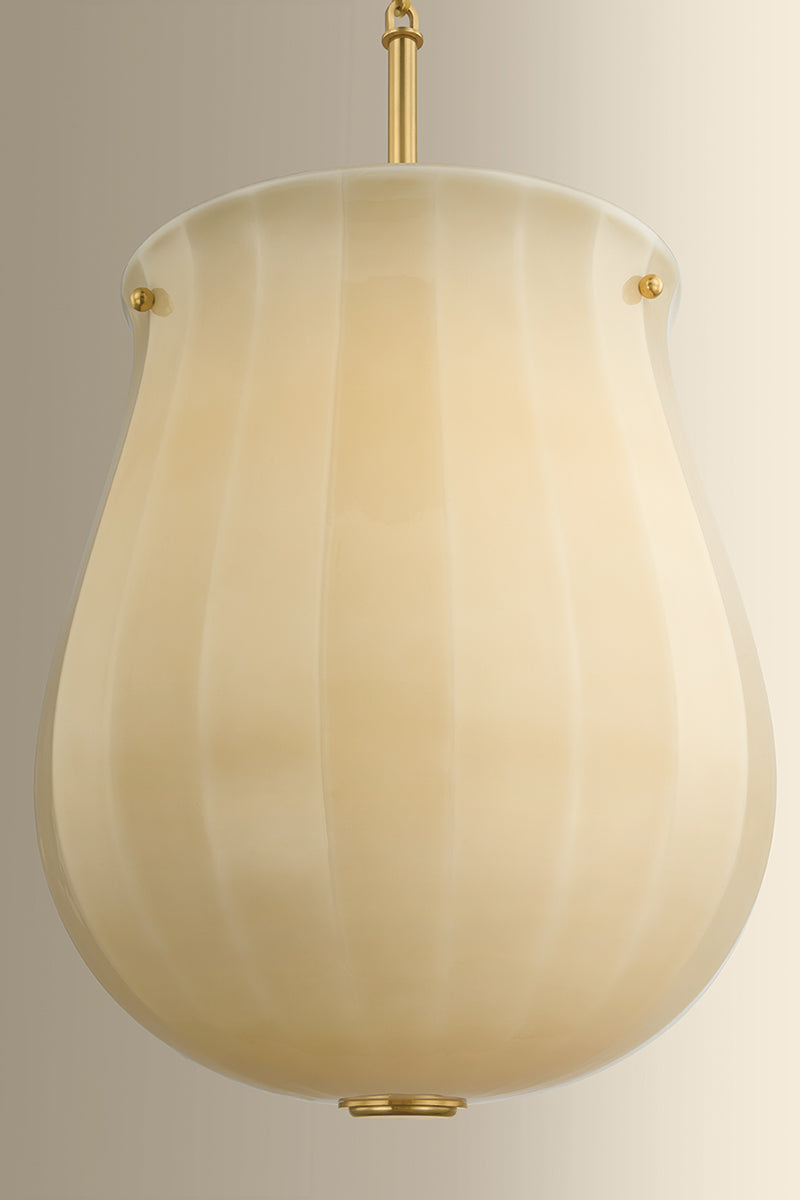 Hudson Valley Nevins 14" Pendant in Aged Brass, room setting 4