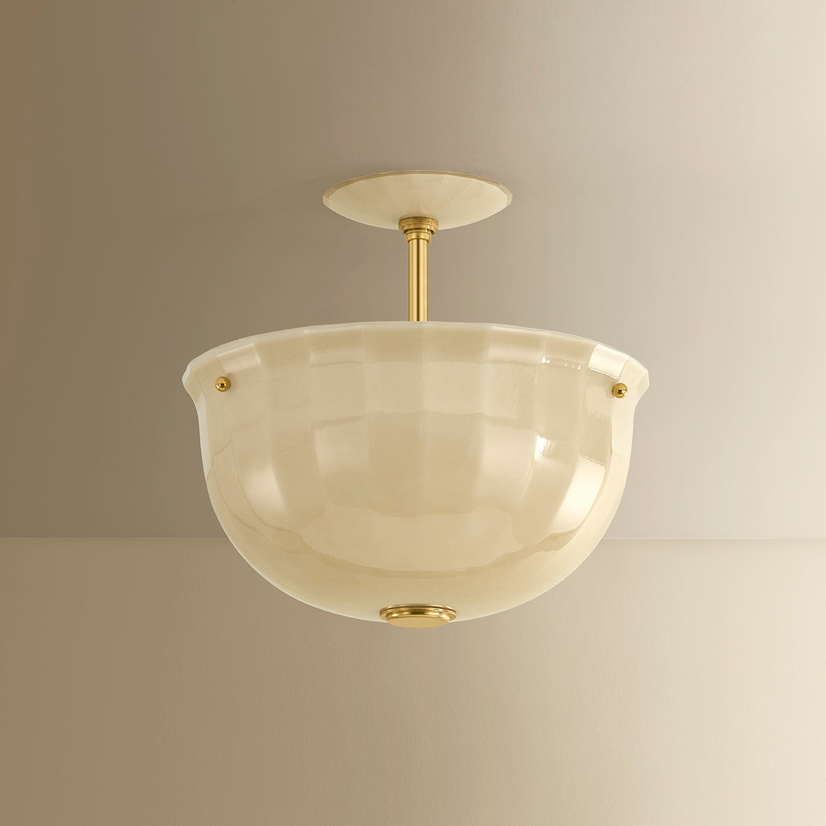 Hudson Valley Nevins Semi-Flush Mount in Aged Brass, alternate view 1