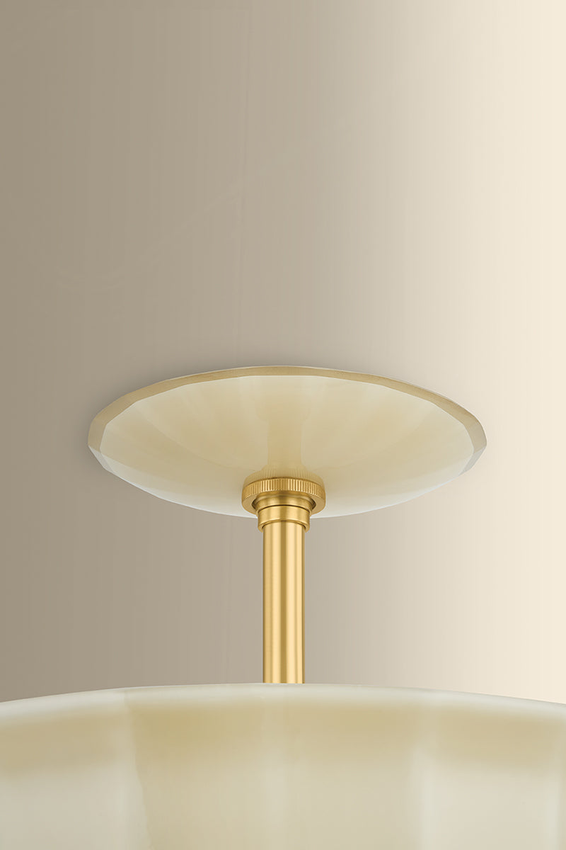 Hudson Valley Nevins Semi-Flush Mount in Aged Brass, room setting 1