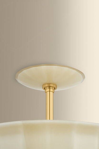 Hudson Valley Nevins Semi-Flush Mount in Aged Brass, room setting 1
