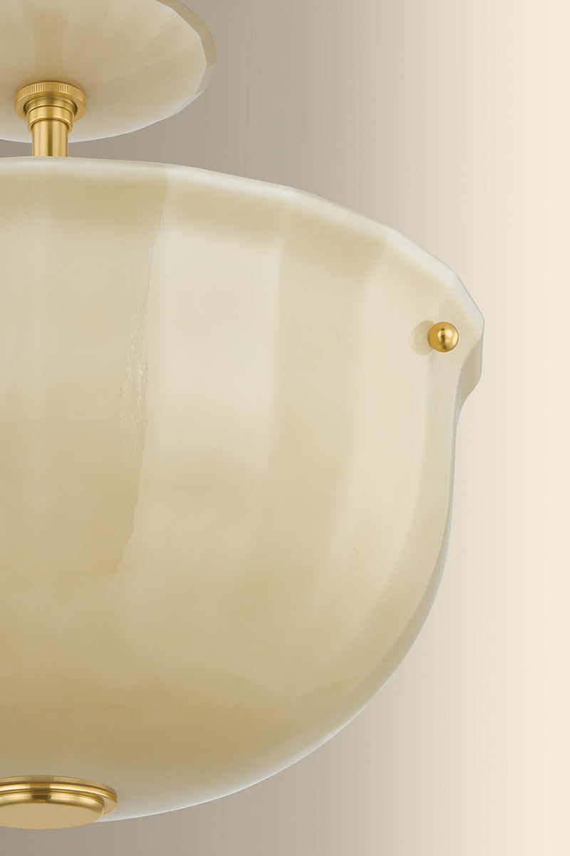 Hudson Valley Nevins Semi-Flush Mount in Aged Brass, room setting 2