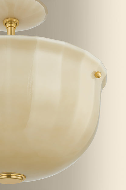 Hudson Valley Nevins Semi-Flush Mount in Aged Brass, room setting 2