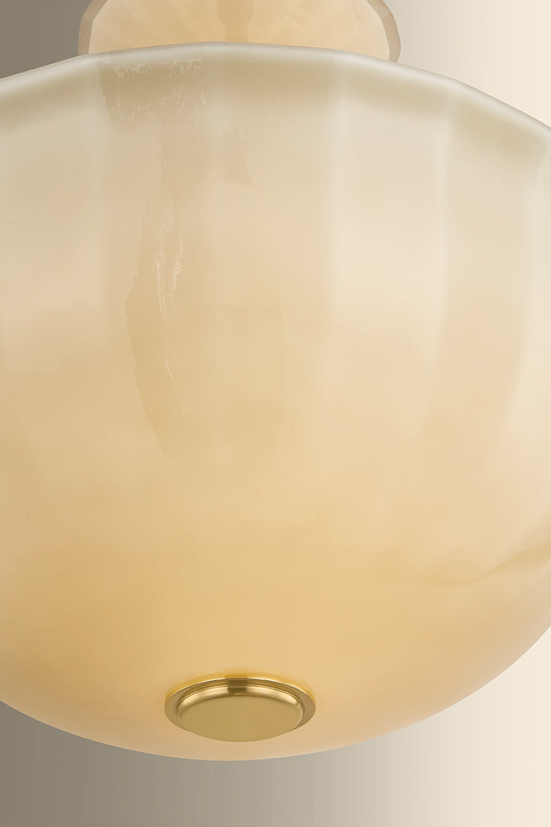 Hudson Valley Nevins Semi-Flush Mount in Aged Brass, room setting 3