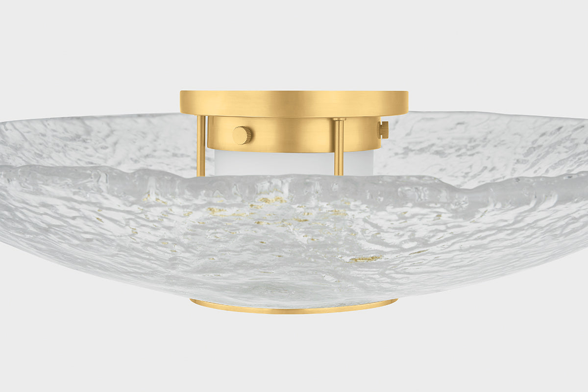 Hudson Valley New Haven Flush Mount in Aged Brass, room setting 1