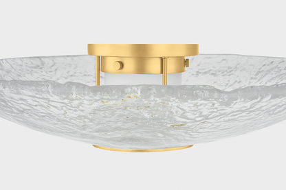 Hudson Valley New Haven Flush Mount in Aged Brass, room setting 1