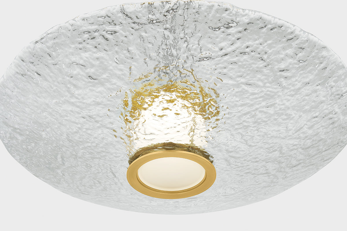 Hudson Valley New Haven Flush Mount in Aged Brass, room setting 2