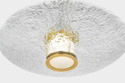 Hudson Valley New Haven Flush Mount in Aged Brass, room setting 2
