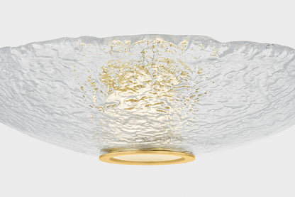 Hudson Valley New Haven Flush Mount in Aged Brass, room setting 3