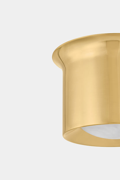 Hudson Valley Noxon 7" Flush Mount in Aged Brass, room setting 2