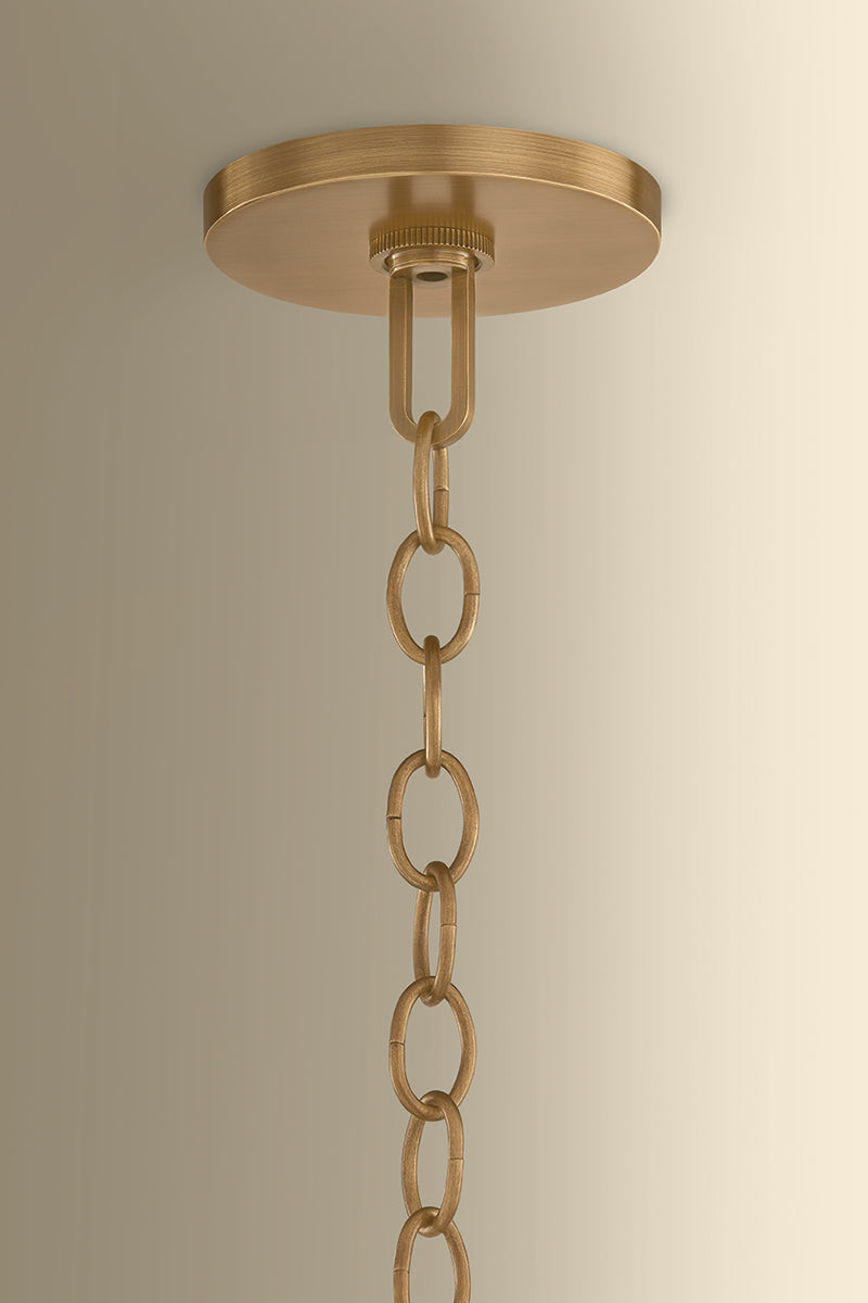 Hudson Valley Omi 15" Pendant in Patina Brass, room setting 1