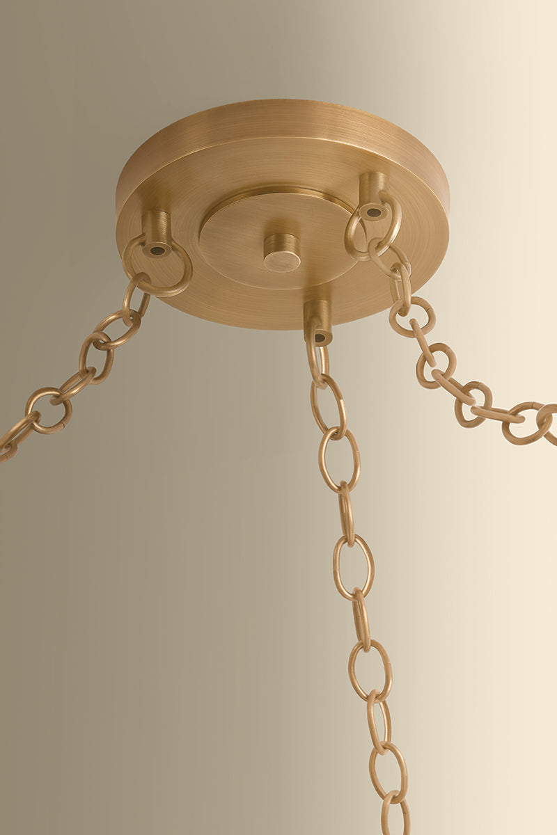 Hudson Valley Omi 3-Light Chandelier in Patina Brass, room setting 1