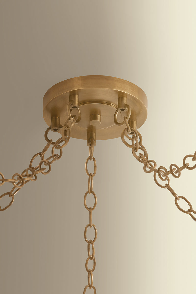 Hudson Valley Omi 5-Light Chandelier in Patina Brass, room setting 1