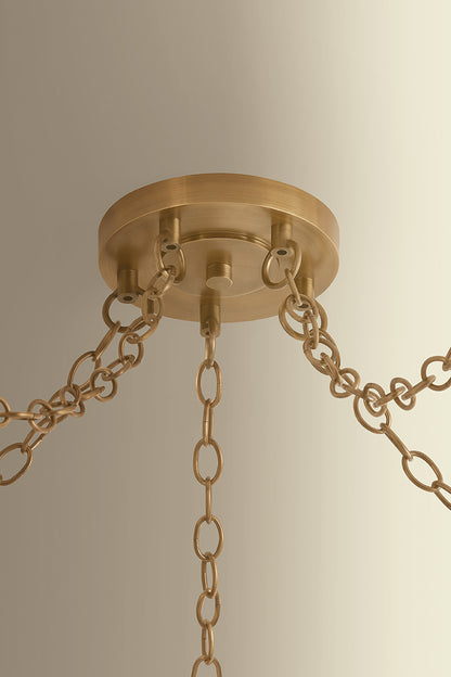 Hudson Valley Omi 5-Light Chandelier in Patina Brass, room setting 1