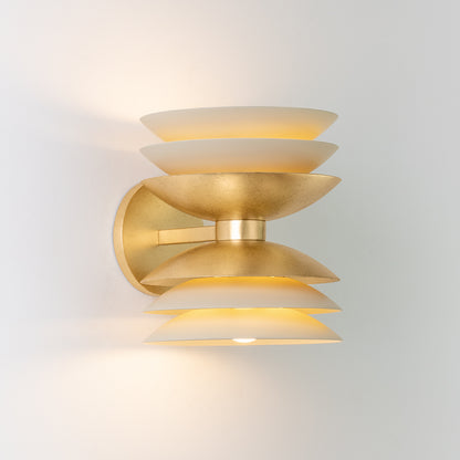 Hudson Valley Oneida 2-Light Wall Sconce in Vintage Gold Leaf / Soft Sand, alternate view 2