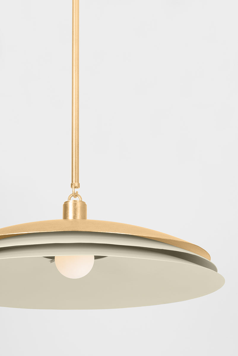 Hudson Valley Oneida Pendant in Vintage Gold Leaf / Soft Sand, room setting 2