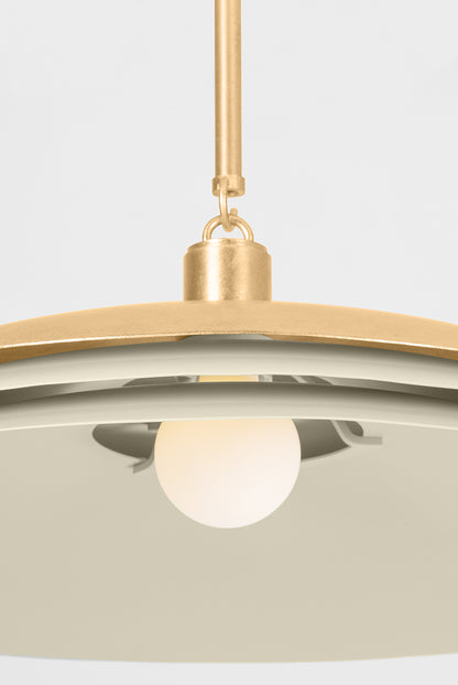 Hudson Valley Oneida Pendant in Vintage Gold Leaf / Soft Sand, room setting 4