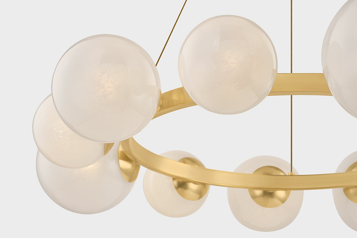 Hudson Valley Pacama 11-Light Chandelier in Aged Brass, room setting 2