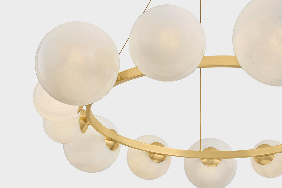Hudson Valley Pacama 13-Light Chandelier in Aged Brass, room setting 2