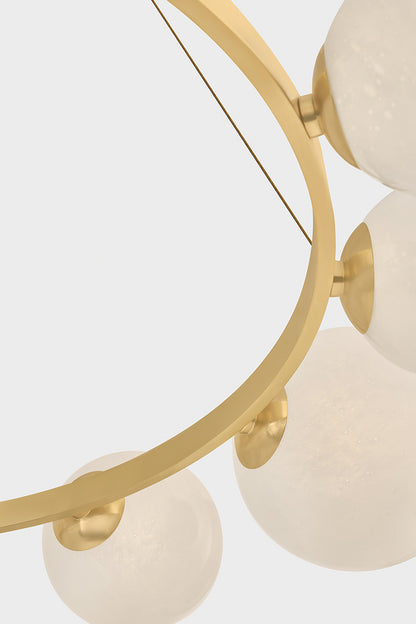 Hudson Valley Pacama 13-Light Chandelier in Aged Brass, room setting 3