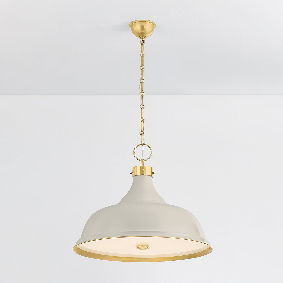 Hudson Valley Painted No. 1 4-Light Pendant in Aged Brass / Off White, alternate view 2