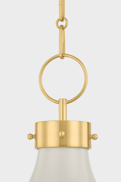 Hudson Valley Painted No. 1 4-Light Pendant in Aged Brass / Off White, room setting 2