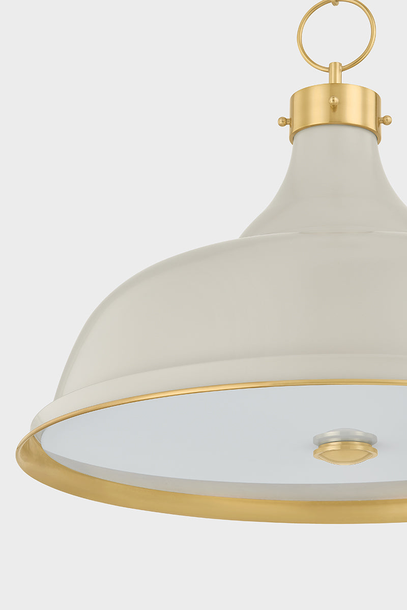 Hudson Valley Painted No. 1 4-Light Pendant in Aged Brass / Off White, room setting 4