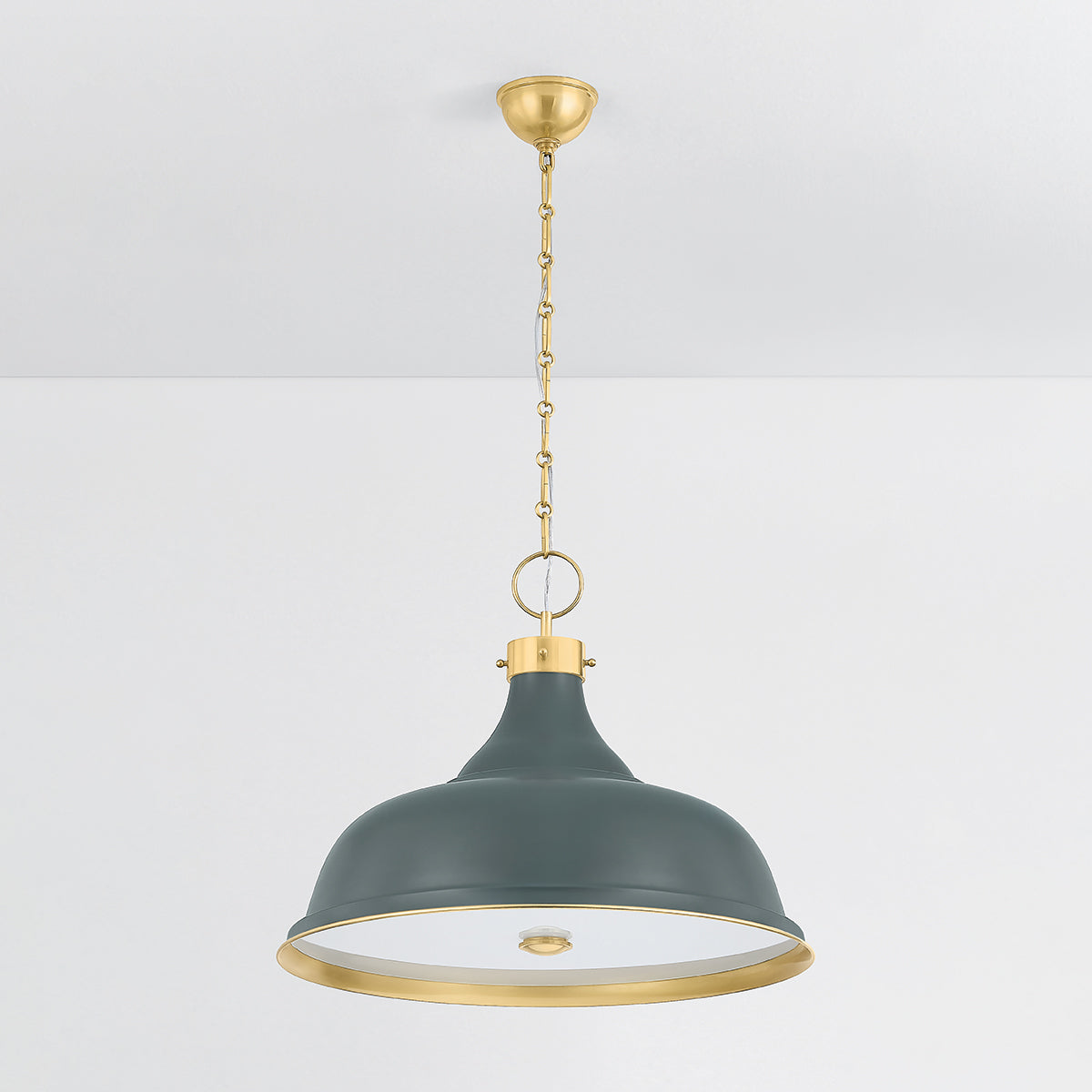 Hudson Valley Painted No. 1 4-Light Pendant in Aged Brass / Soft Studio Green, alternate view 1
