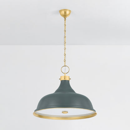 Hudson Valley Painted No. 1 4-Light Pendant in Aged Brass / Soft Studio Green, alternate view 1