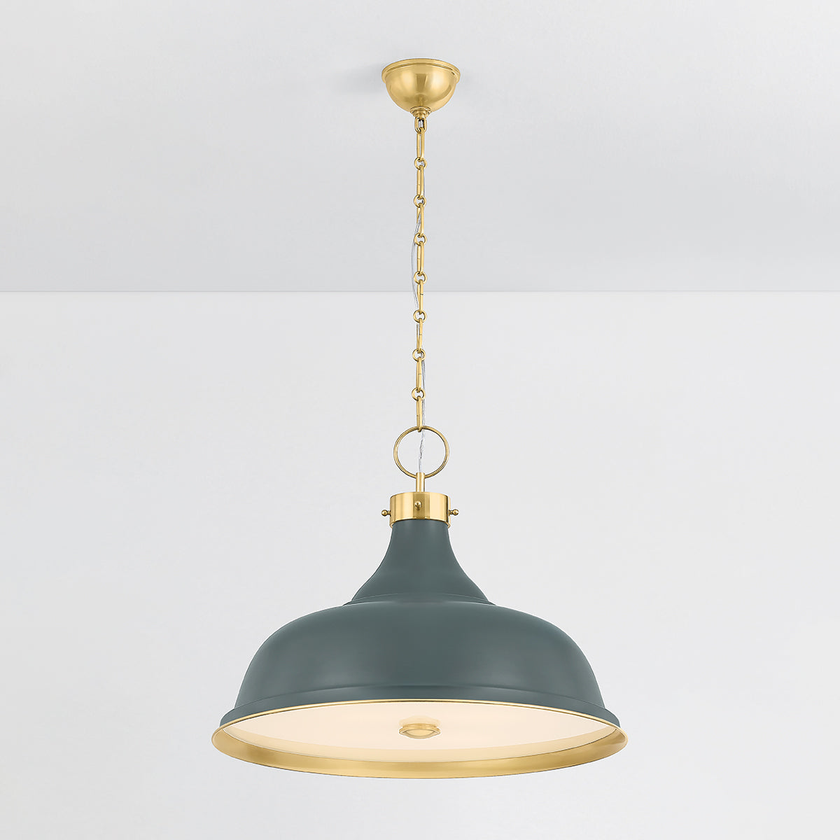 Hudson Valley Painted No. 1 4-Light Pendant in Aged Brass / Soft Studio Green, alternate view 2