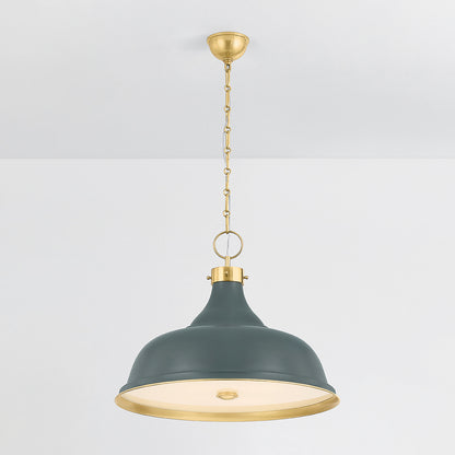 Hudson Valley Painted No. 1 4-Light Pendant in Aged Brass / Soft Studio Green, alternate view 2