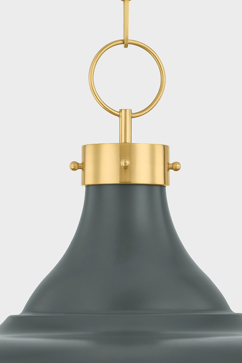 Hudson Valley Painted No. 1 4-Light Pendant in Aged Brass / Soft Studio Green, room setting 2